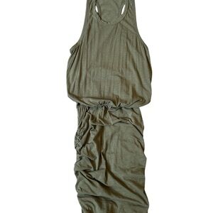 Olive Green racer back and shirred bottom mini-dress